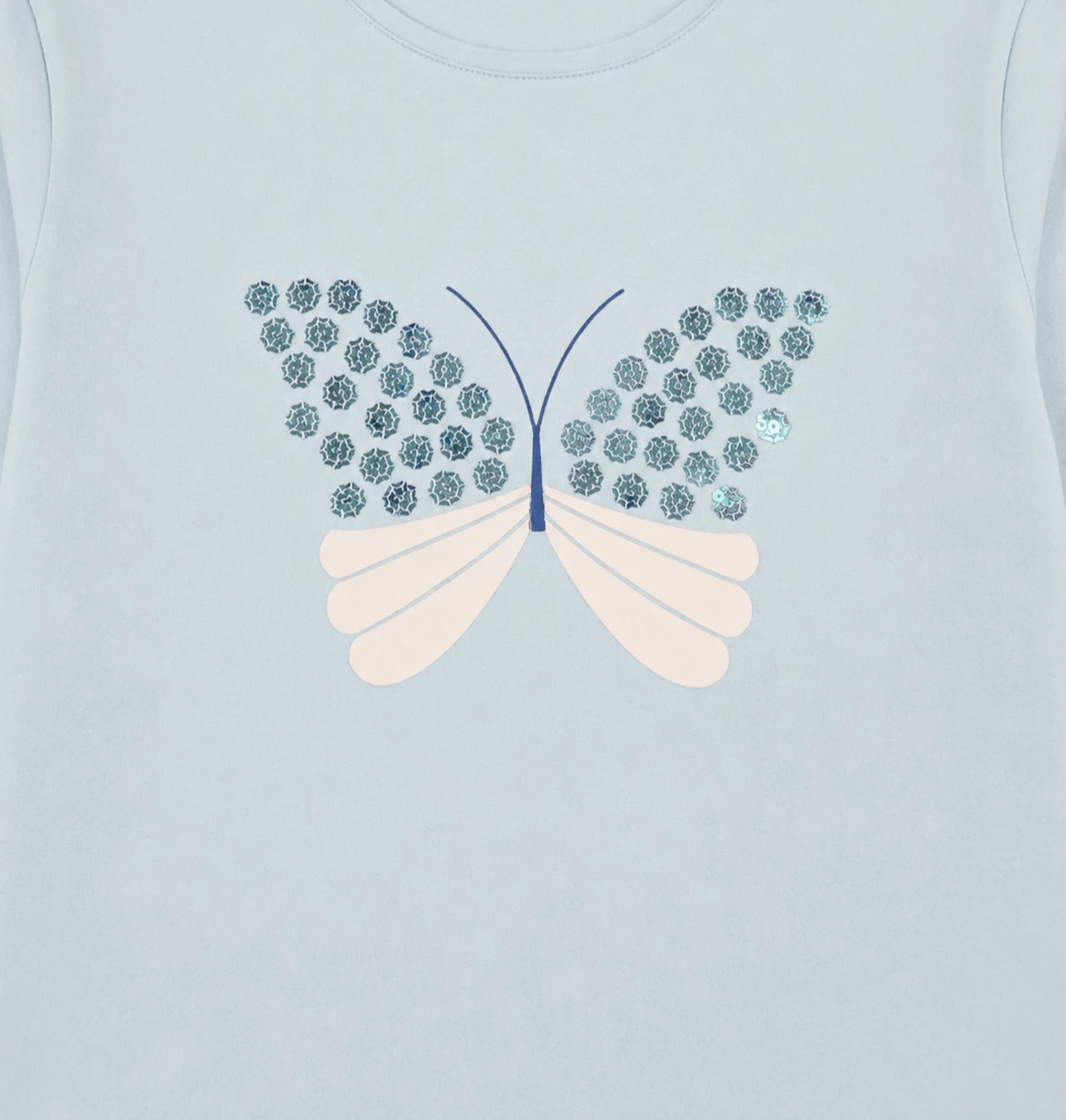 T-shirt de mangas compridas Okaïdi azul 14 anos borboleta com lantejoulas 👒 – photo 3